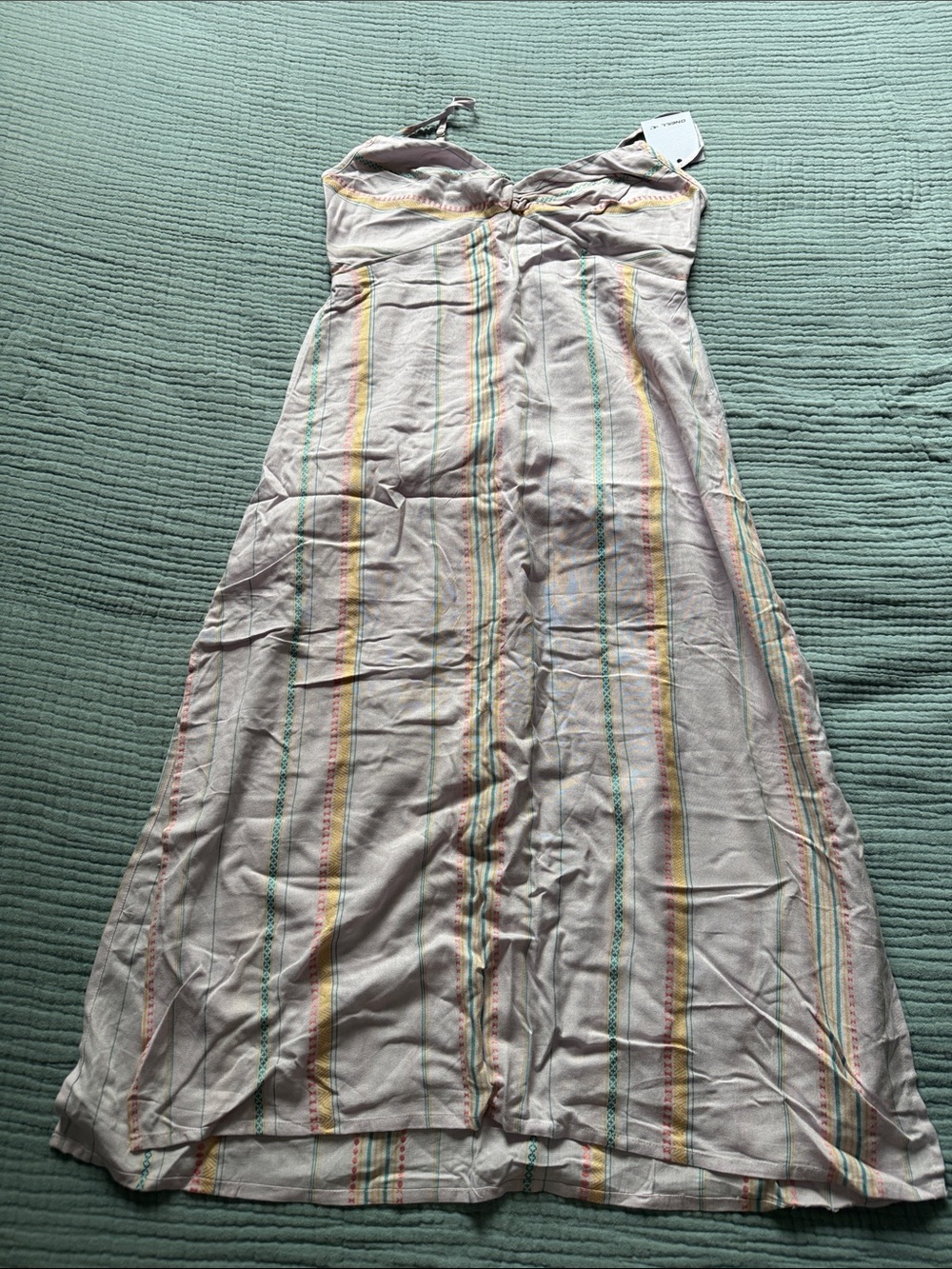 O'Neill Strapless Midi Dress in Light Pink with Multicolor Stripes